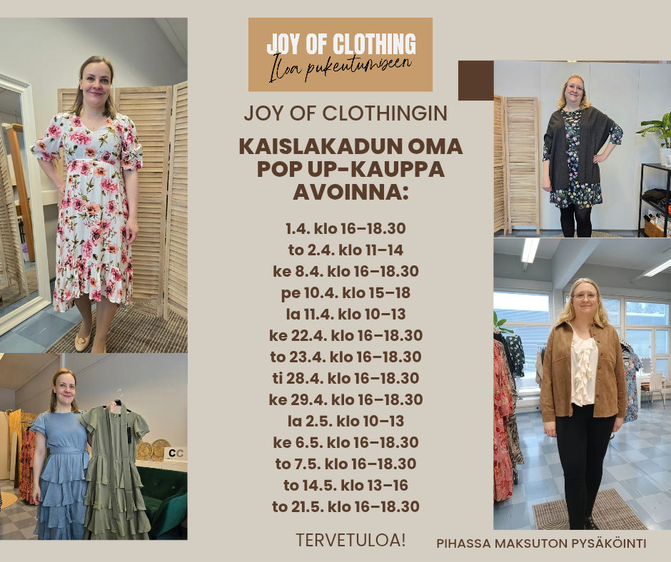 Kaislakadun pop up-kauppa avoinna Kaislakatu 6, Joensuu. 